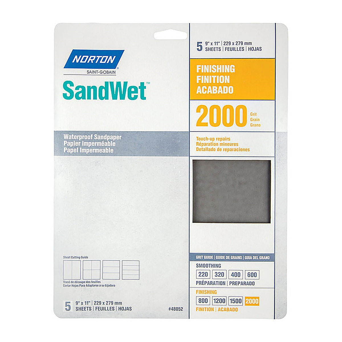 Norton - 07660748052 - SandWet 11 in. L X 9 in. W 2,000 Grit Aluminum Oxide Waterproof Sandpaper 5 pk