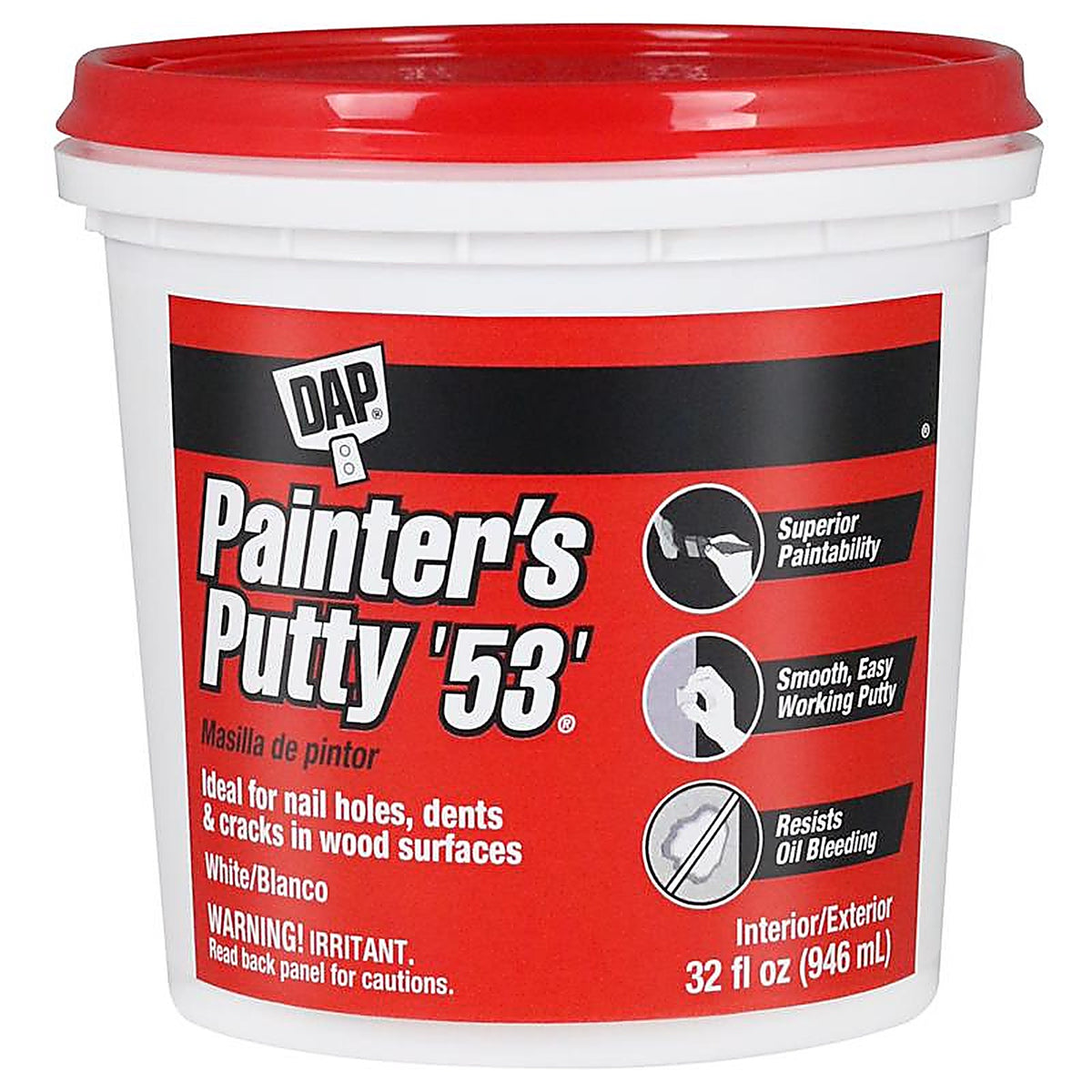 DAP - 7079812244 - White Wood Putty 32 oz