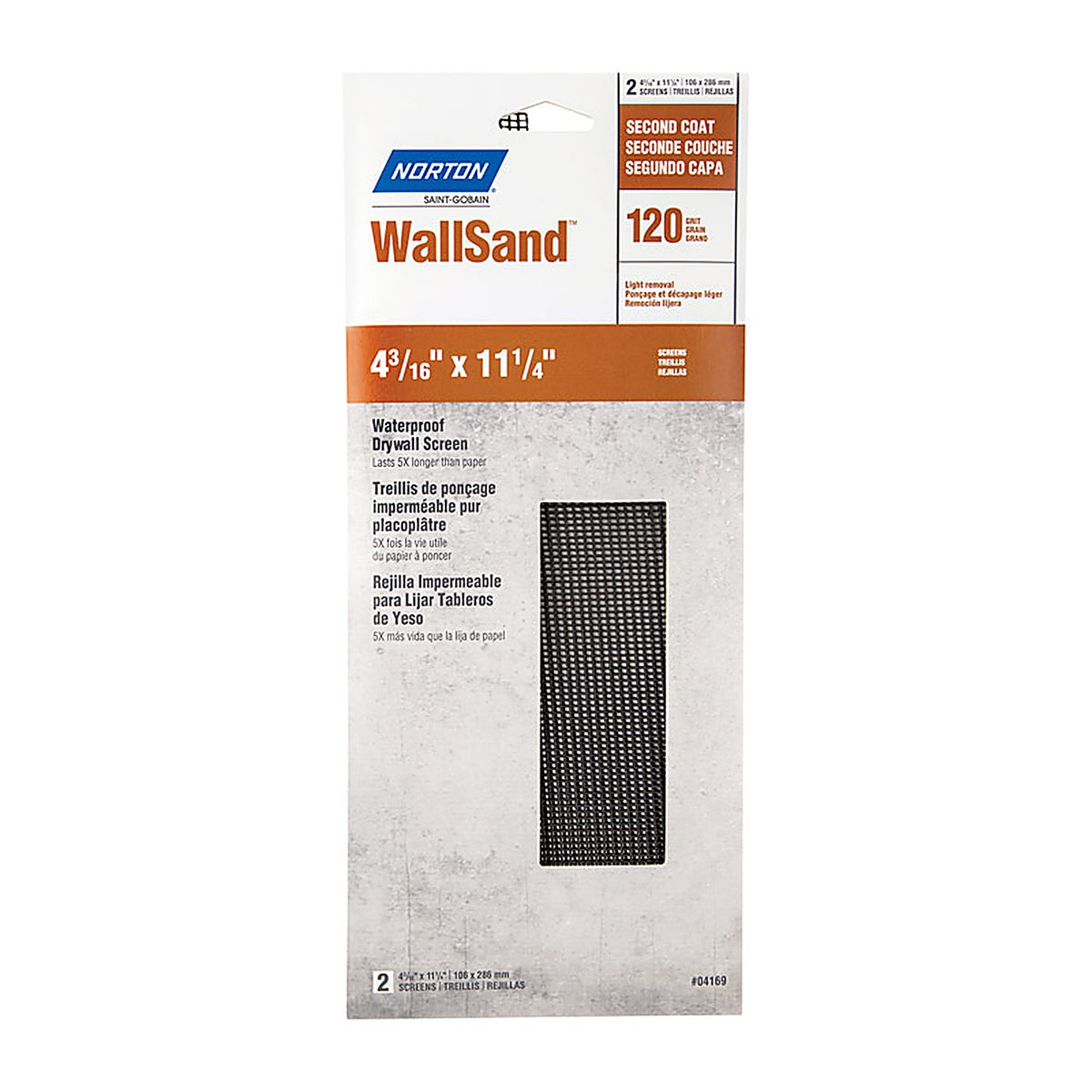 Norton - 7660721767 - WallSand 11-1/4 in. L x 4-3/16 in. W 120 Grit Silicon Carbide Drywall Sanding Screen - 2/Pack