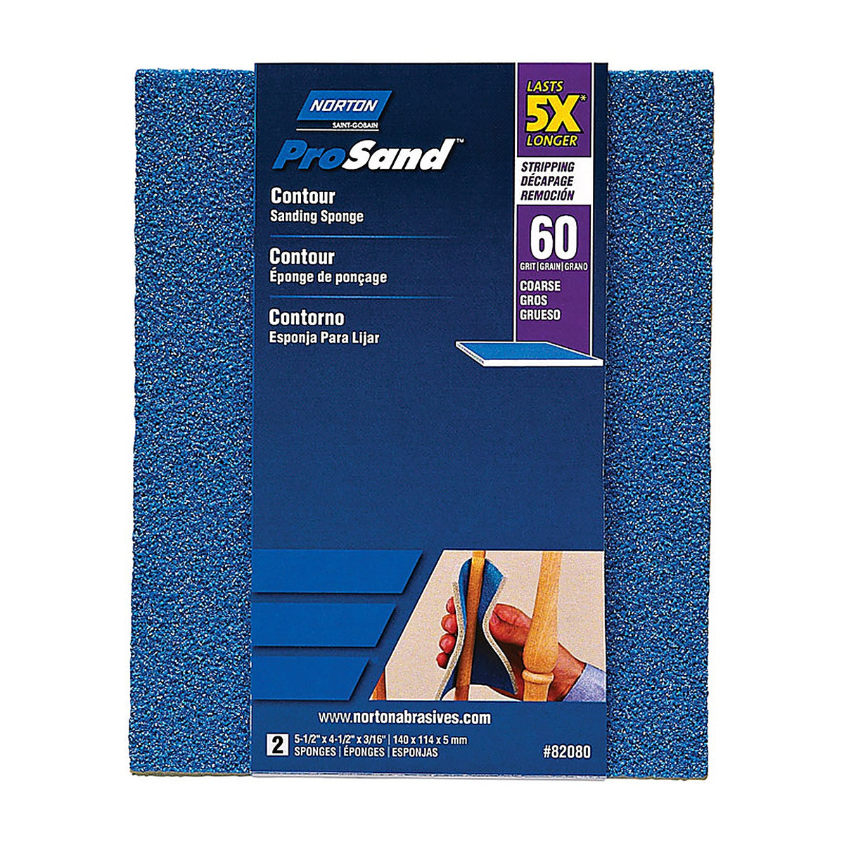 Norton - 7660782080 - ProSand 5.5 in. L x 4.2 in. W x 0.875 in. 60 Grit Coarse Contour Sanding Sponge