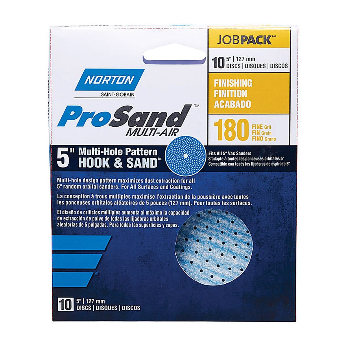 Norton - 07660703219 - ProSand 5 in. Ceramic Alumina Hook and Loop Sanding Disc 180 Grit Fine 10 pk