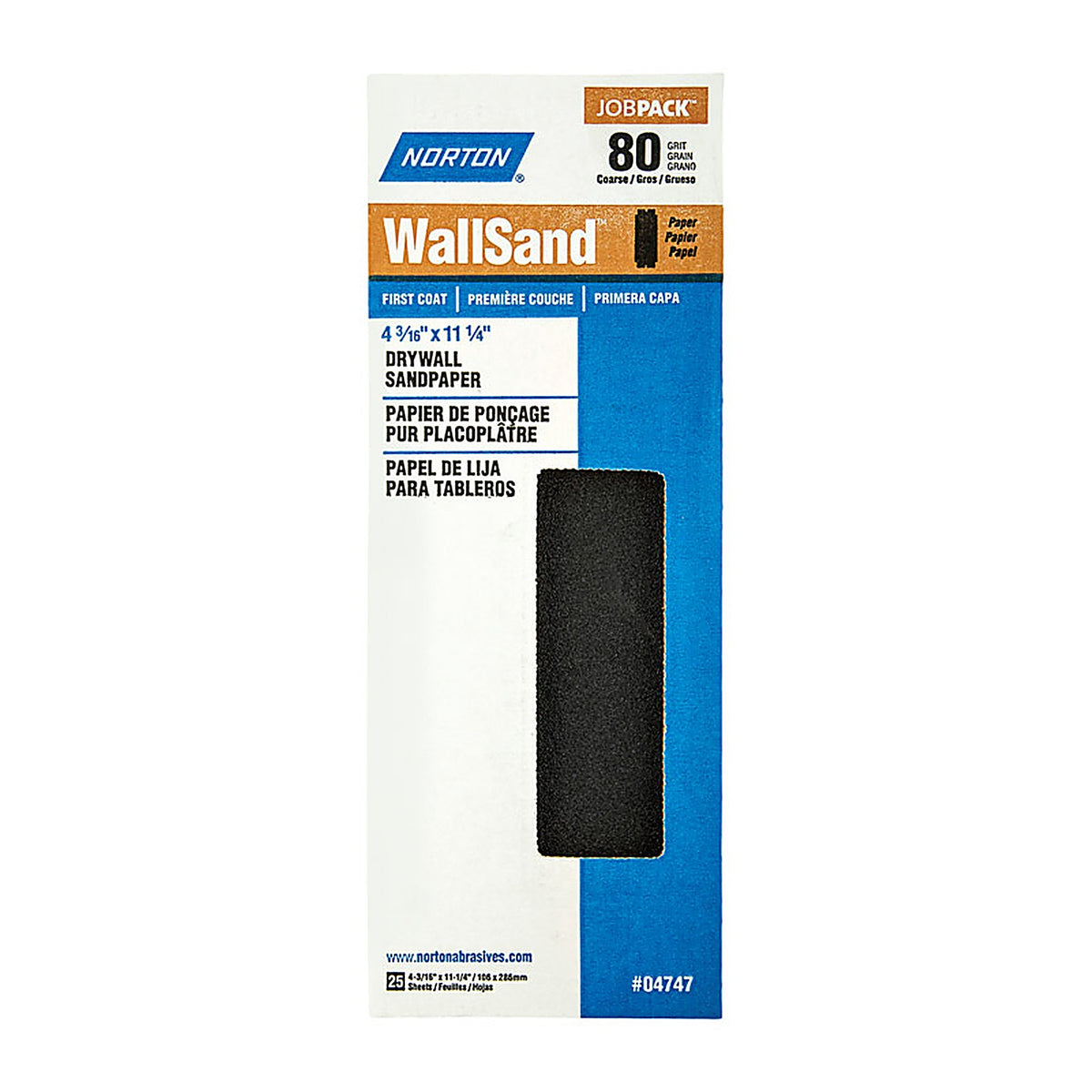 Norton - 07660704747 - WallSand 11-1/4 in. L X 4-3/16 in. W 80 Grit Silicon Carbide Drywall Sandpaper 25 pk