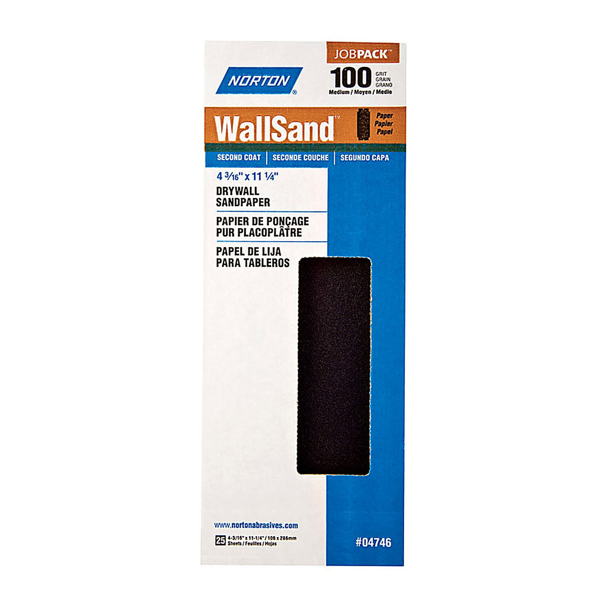 Norton - 07660704746 - WallSand 11-1/4 in. L X 4-3/16 in. W 100 Grit Silicone Carbide Drywall Sandpaper 25 pk