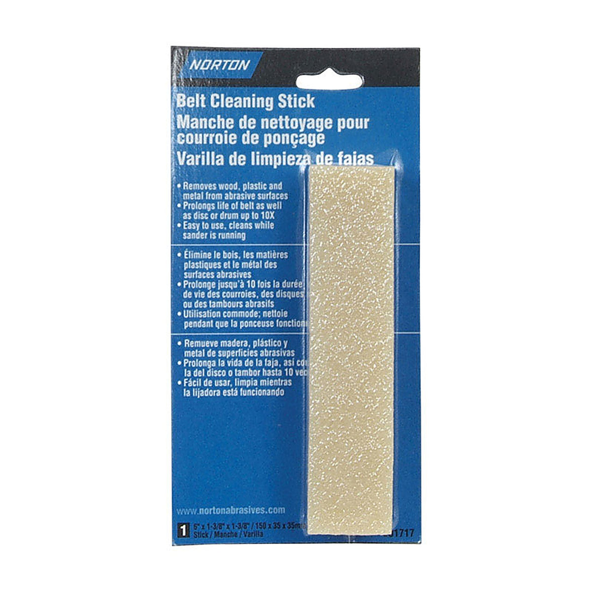 Norton - 07660701717 - 6 in. L X 1.3 in. W Natural Rubber Sanding Belt Cleaning Stick 1 pc