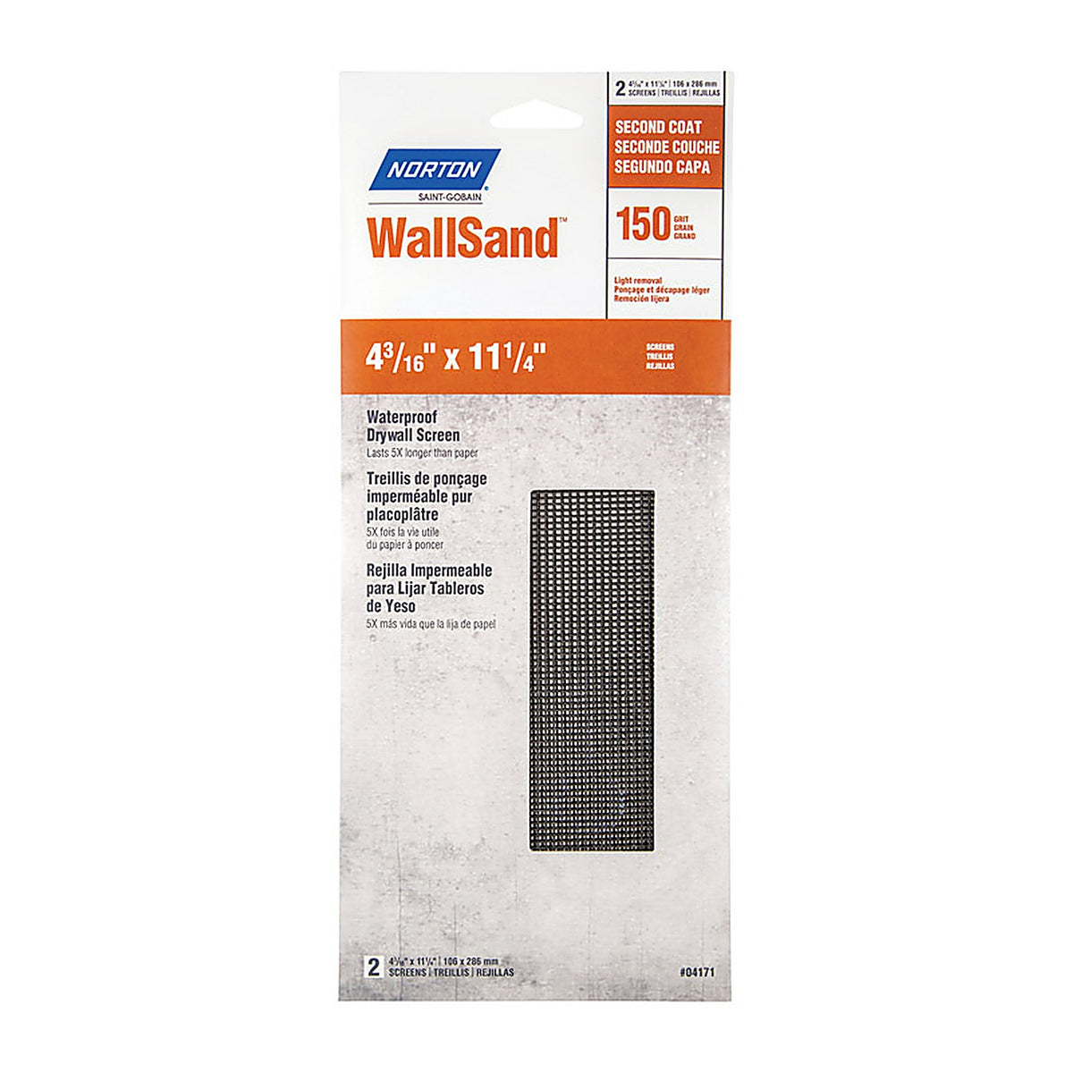 Norton - 7660768320 - WallSand 11-1/4 in. L x 4-3/16 in. W 150 Grit Silicon Carbide Waterproof Drywall Screen - 2/Pack