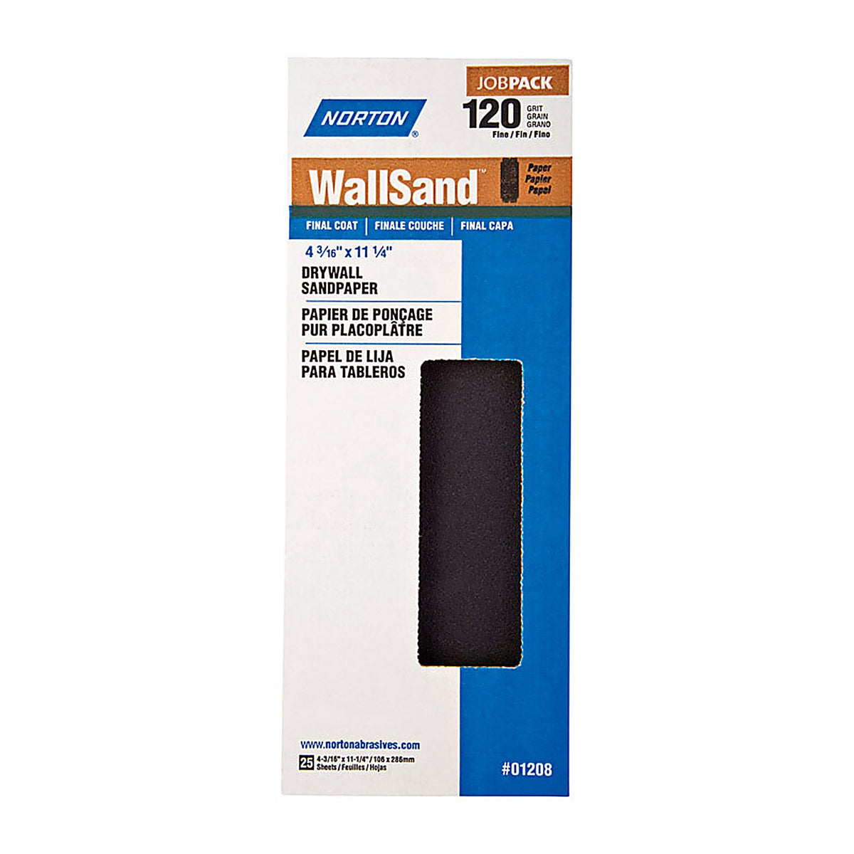 Norton - 07660701208 - WallSand 11-1/4 in. L X 4-3/16 in. W 120 Grit Silicon Carbide Drywall Sanding Sheet 25 pk