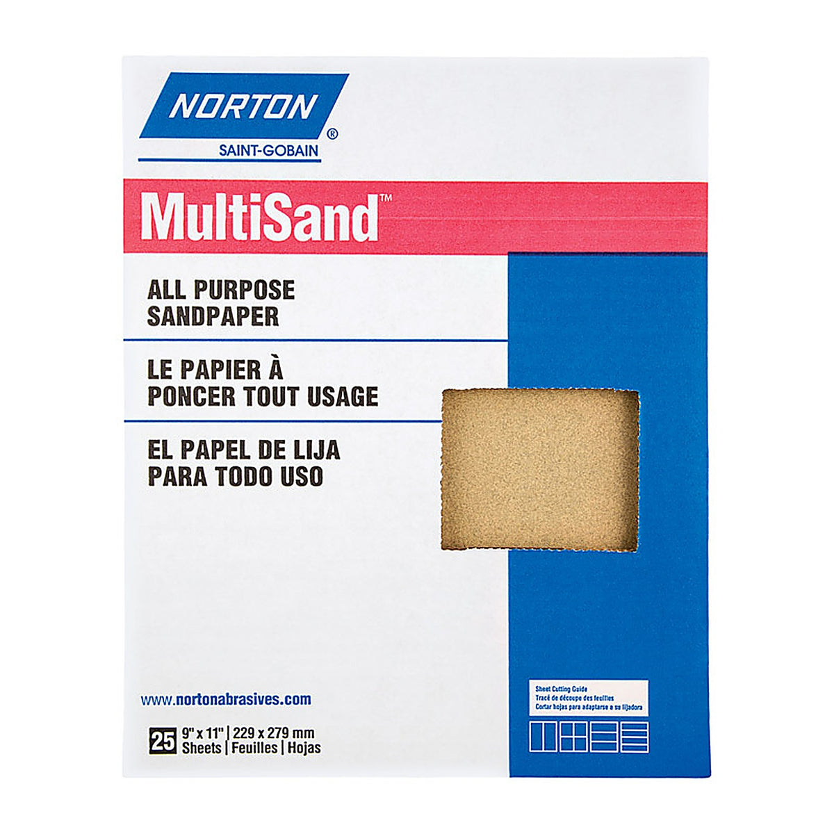 Norton - 07660700354 - MultiSand 11 in. L X 9 in. W 220 Grit Aluminum Oxide All Purpose Sandpaper 25 pk