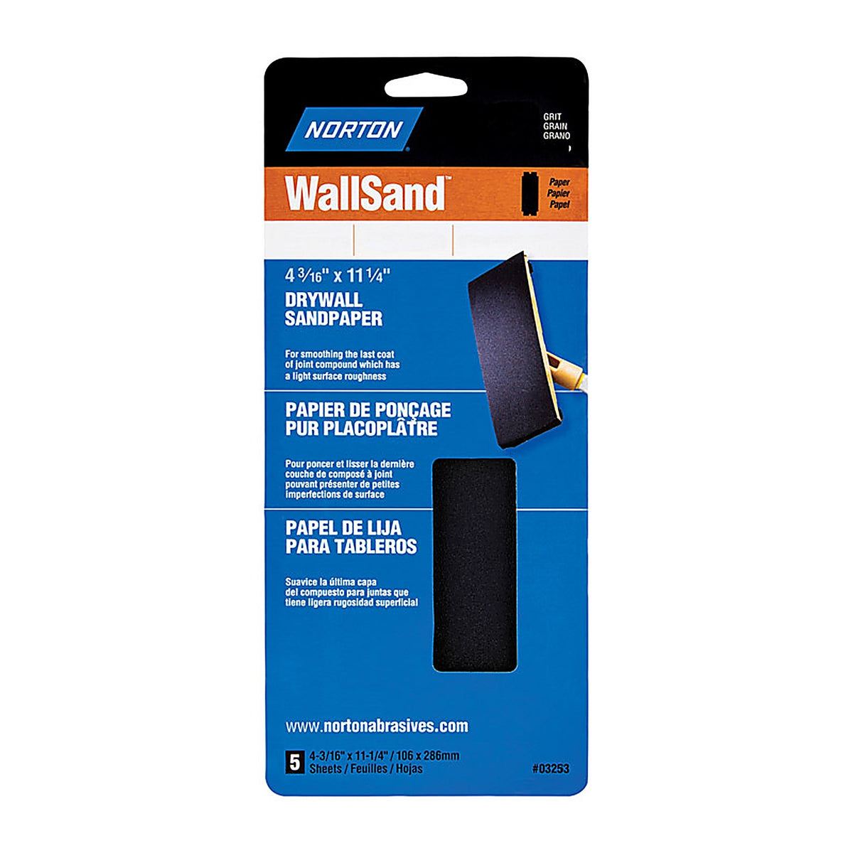 Norton - 7660701887 - WallSand 11-1/4 in. L x 4-3/16 in. W 80 Grit Silicon Carbide Sanding Sheet - 5/Pack