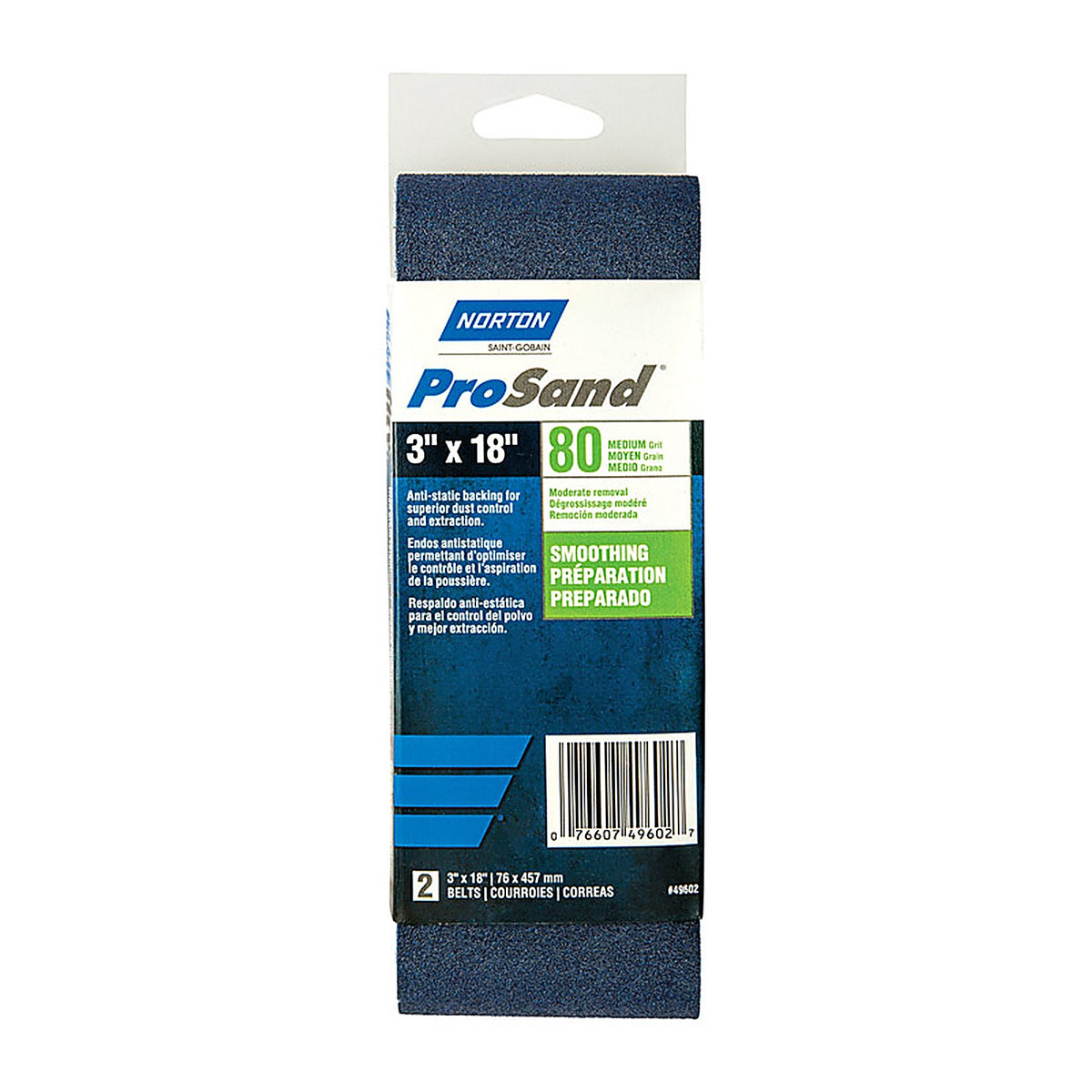 Norton - 07660702230 - ProSand 18 in. L X 3 in. W Zirconia Alumina Cloth Portable Sanding Belt 80 Grit Coarse 2 pk