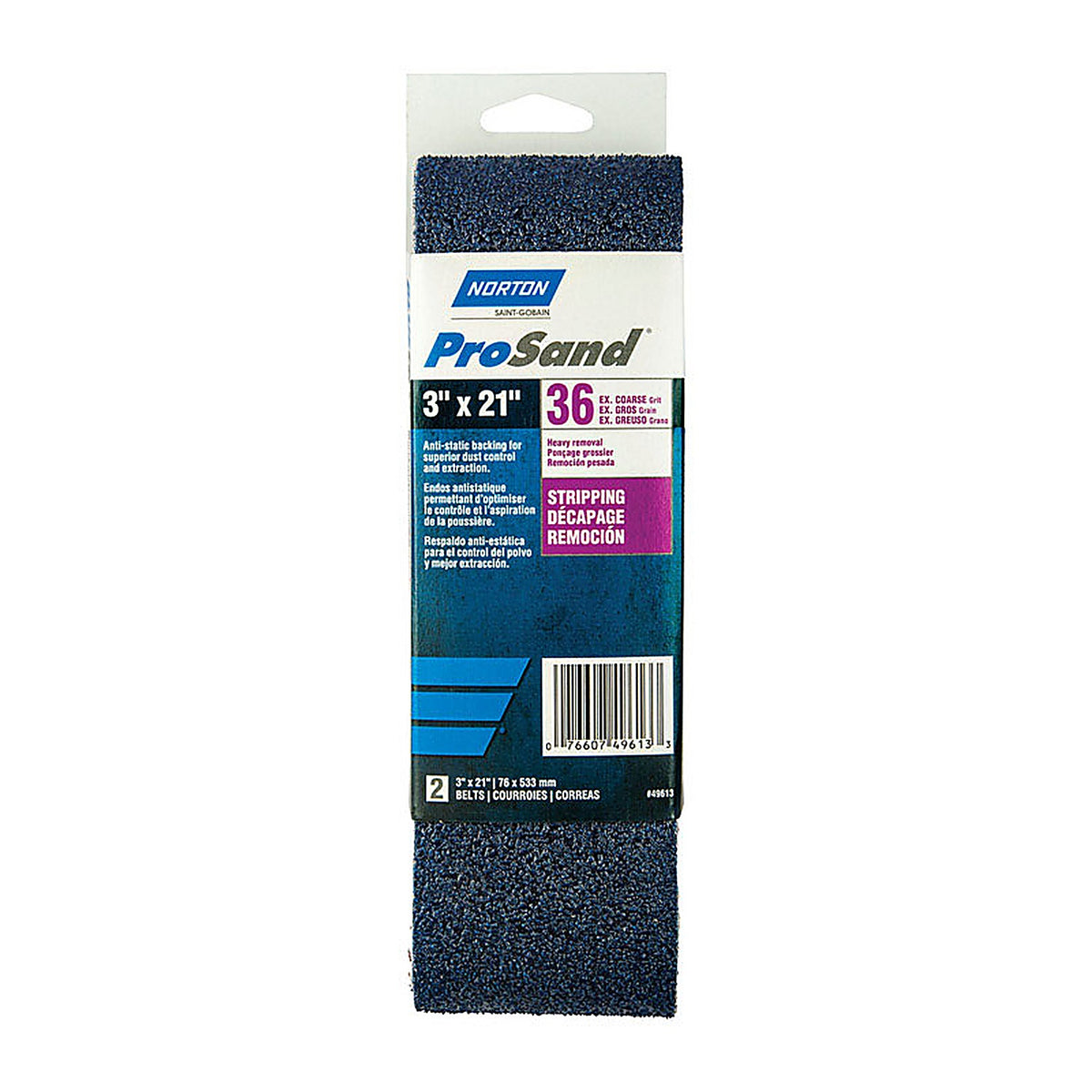 Norton - 7660702228 - ProSand 21 in. L x 3 in. W Zirconia Alumina Cloth Portable Sanding Belt 36 Grit Extra Coarse
