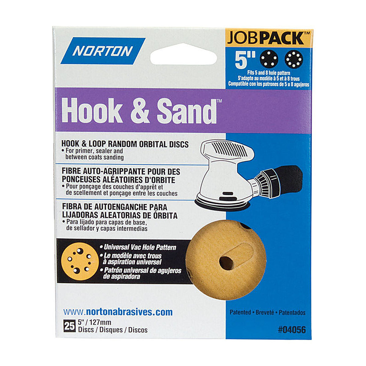 Norton - 7660704058 - Hook & Sand 5 in. Aluminum Oxide Hook and Loop A290 Sanding Disc 180 Grit Fine - 25/Pack