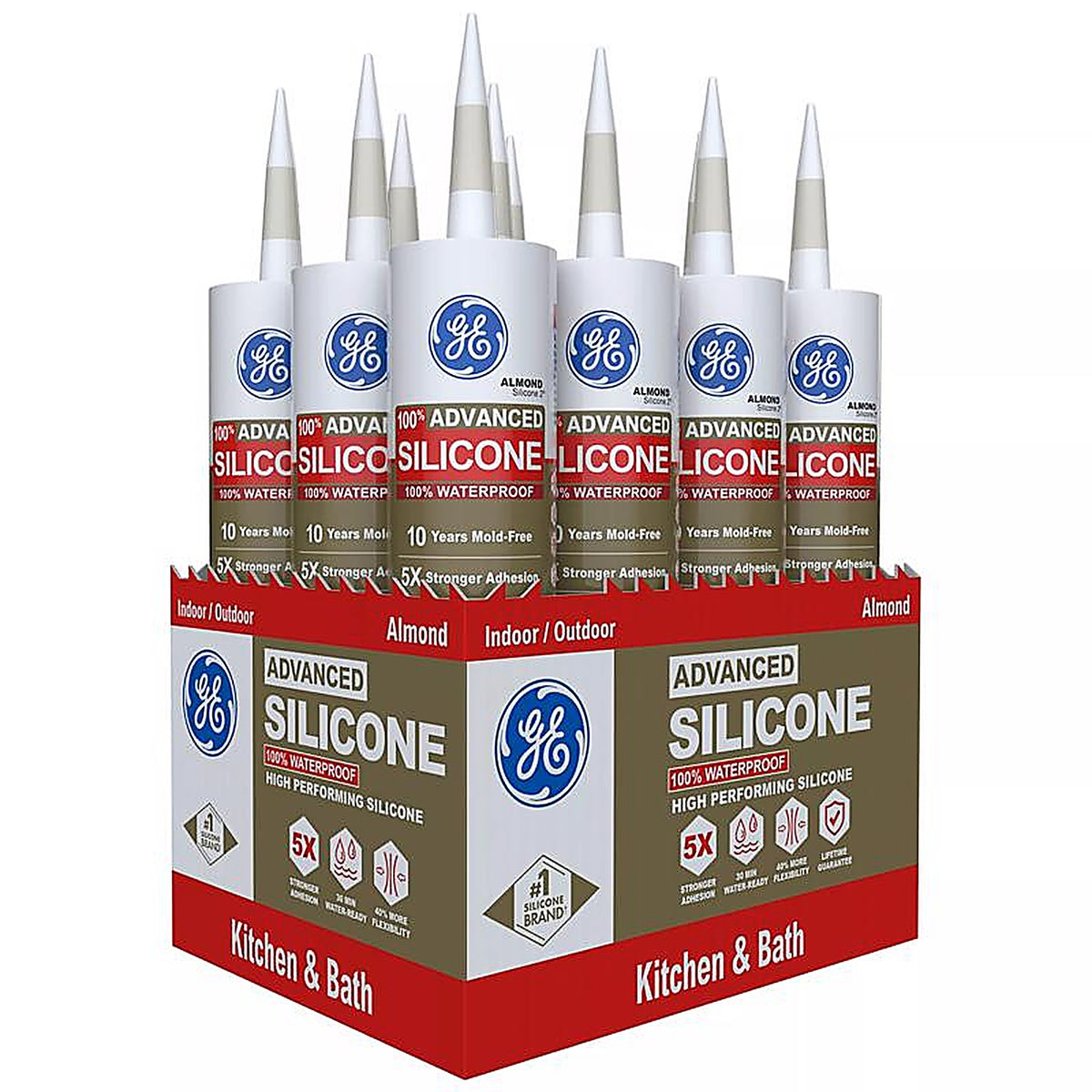 GE - 2816707 - Advanced Almond Silicone 2 Kitchen and Bath Caulk Sealant 10.1 oz