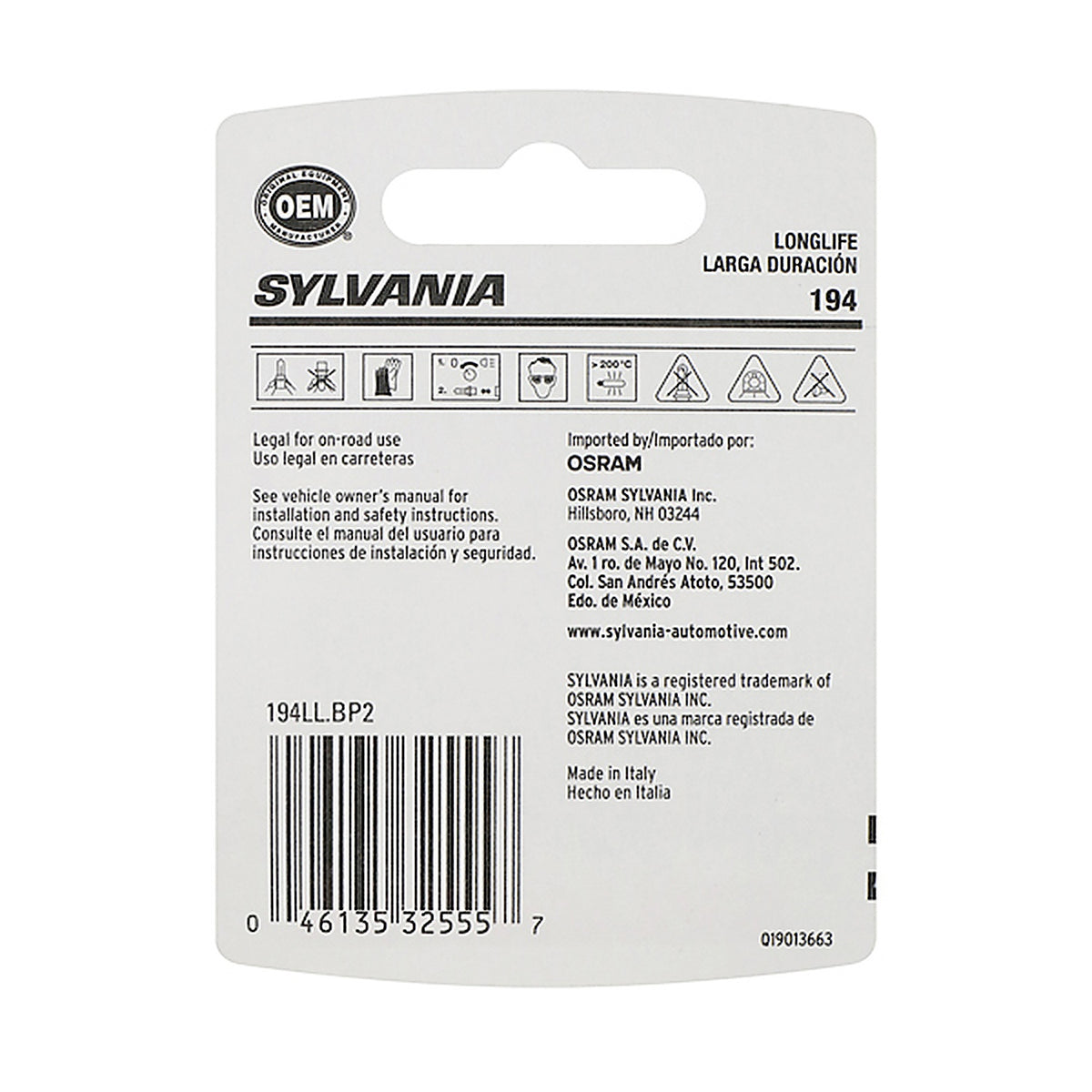 Sylvania - 194LLBP2 - 194 Long Life Mini Bulb, 2 Pack