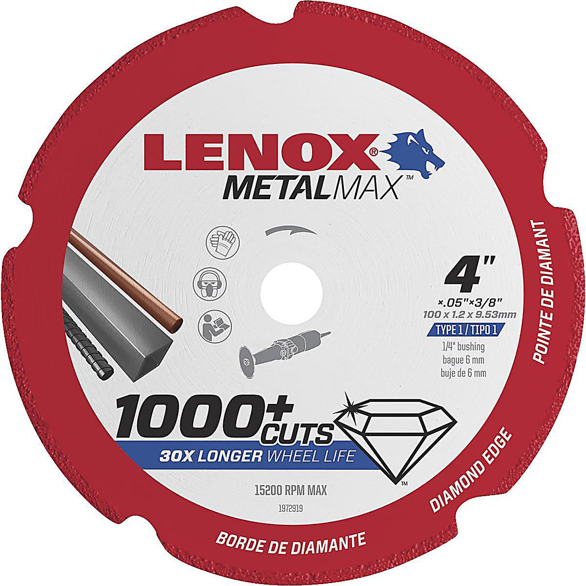Lenox Tools - 1972919 - METALMAX Diamond Edge Cutoff Wheel, DG 4 in x 3/8 in