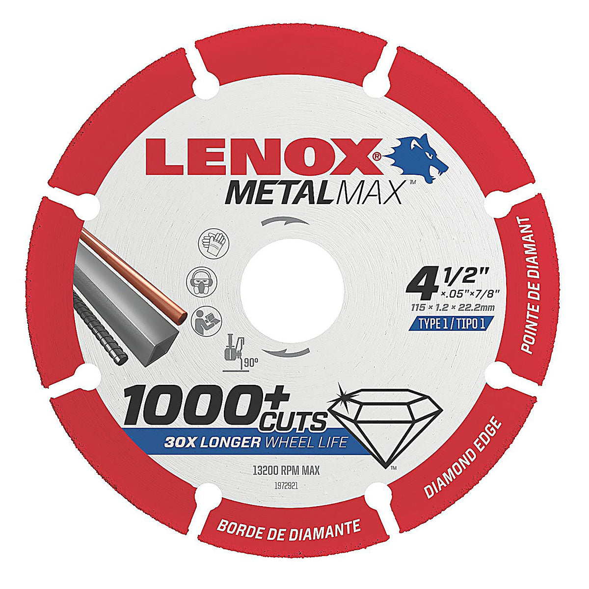 Lenox Tools - 1972921 - METALMAX Diamond Edge Cutoff Wheel, AG 4.5 in x 7/8 in