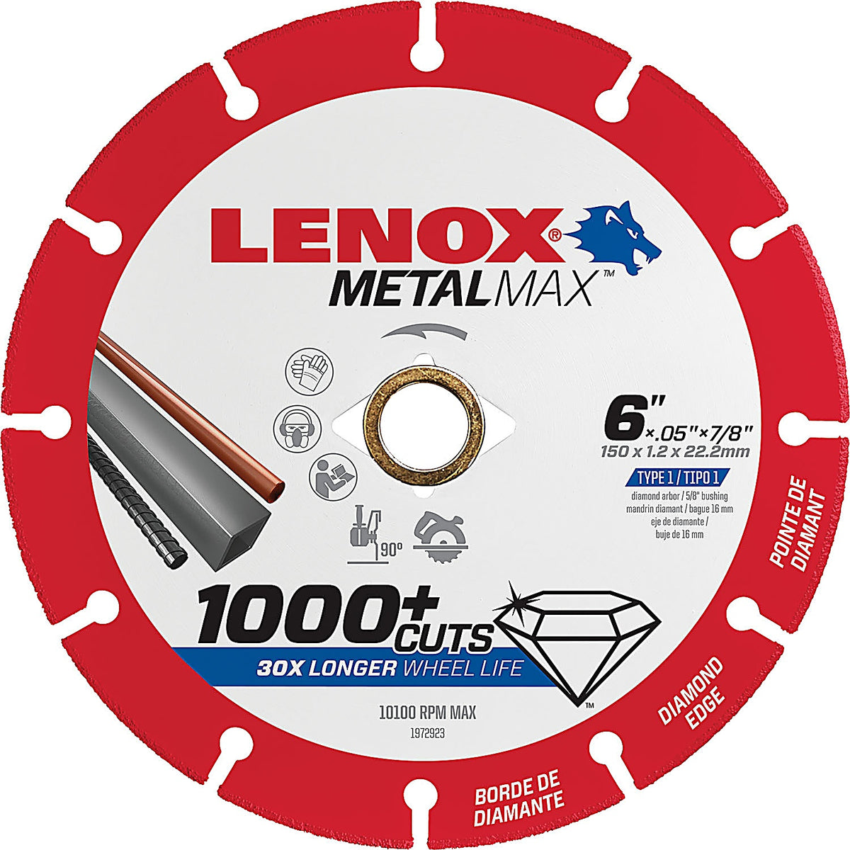 Lenox Tools - 1972923 - METALMAX Diamond Edge Cutoff Wheel, AG 6 in x 7/8 in