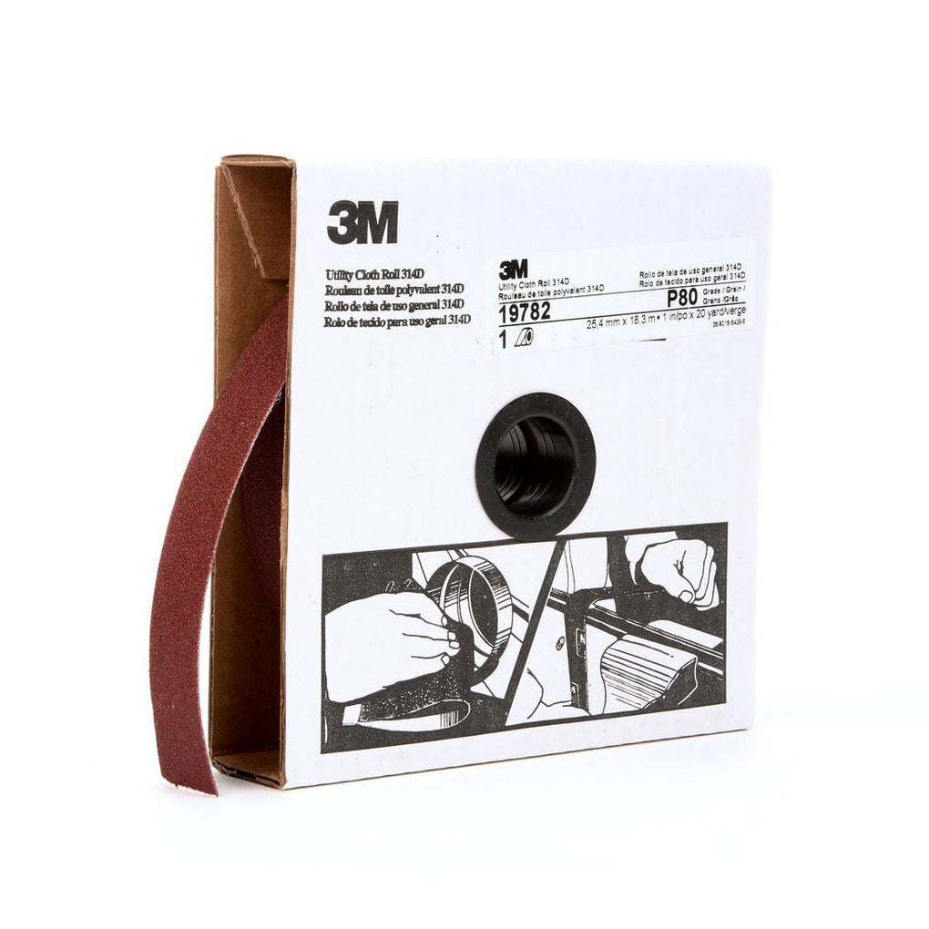 3M - 19782 - Utility Cloth Roll 314D, 1 in x 20 yard, P80 Grit