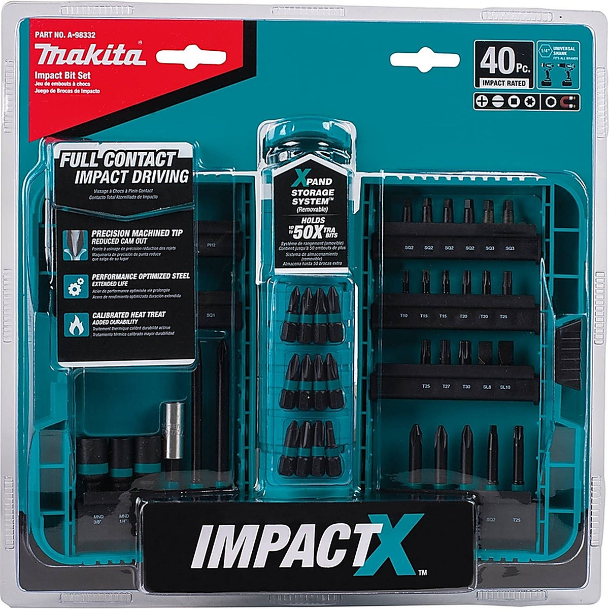 Makita - A-98332 - ImpactX Assorted Driver Bit Set Steel 40 pc