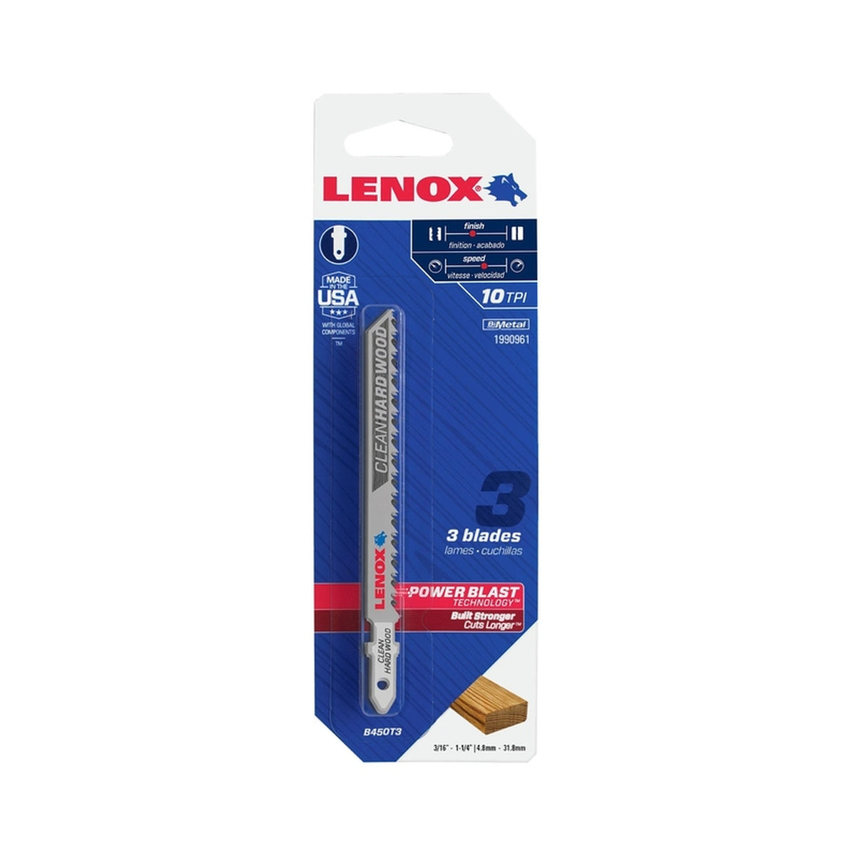 Lenox - 1990961 - 4 in. Bi-Metal T-Shank Clean Hard Wood Jig Saw Blade 10 TPI - 3/Pack