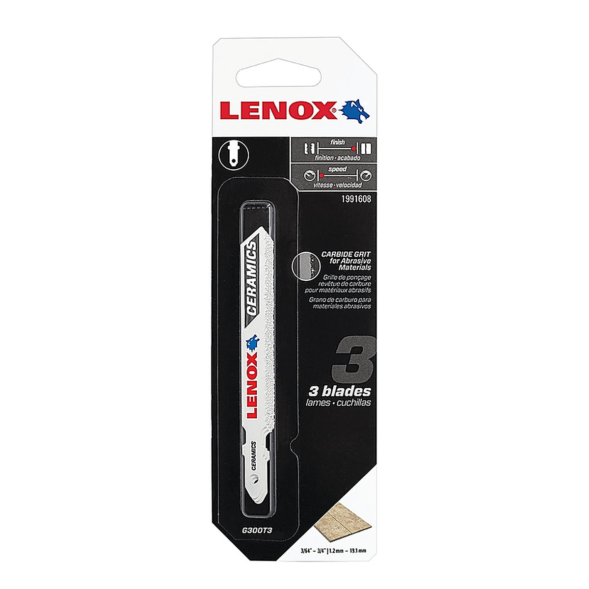 Lenox - 1991608 - 3-1/2 in. Carbide Grit T-Shank Jig Saw Blade - 3/Pack