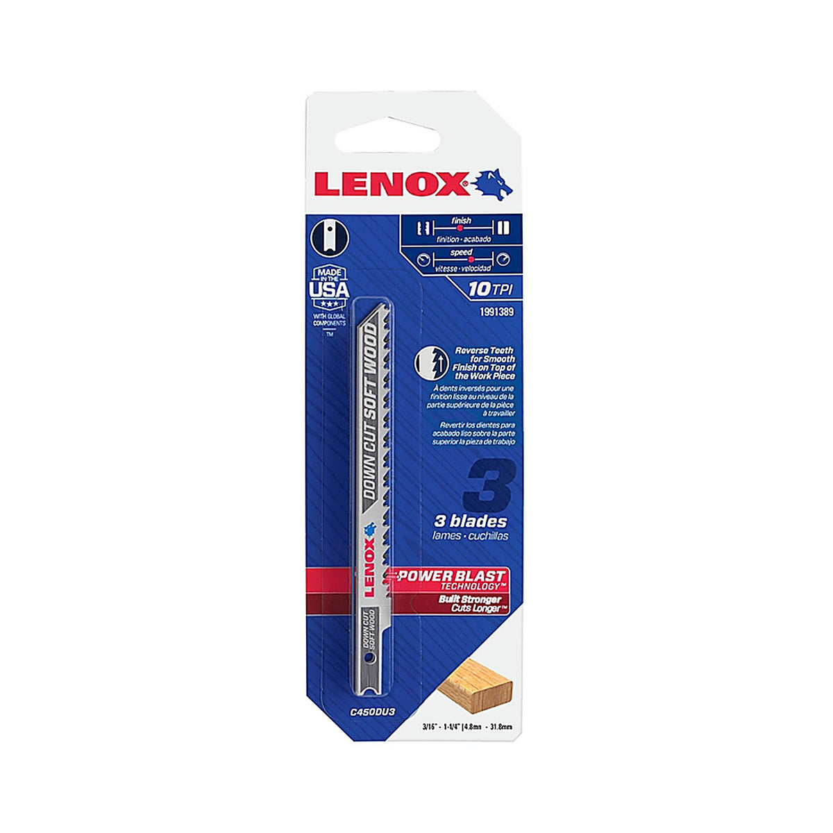 Lenox - 1991389 - 4 in. Metal U-Shank Down Cut Jig Saw Blade 10 TPI - 3/Pack