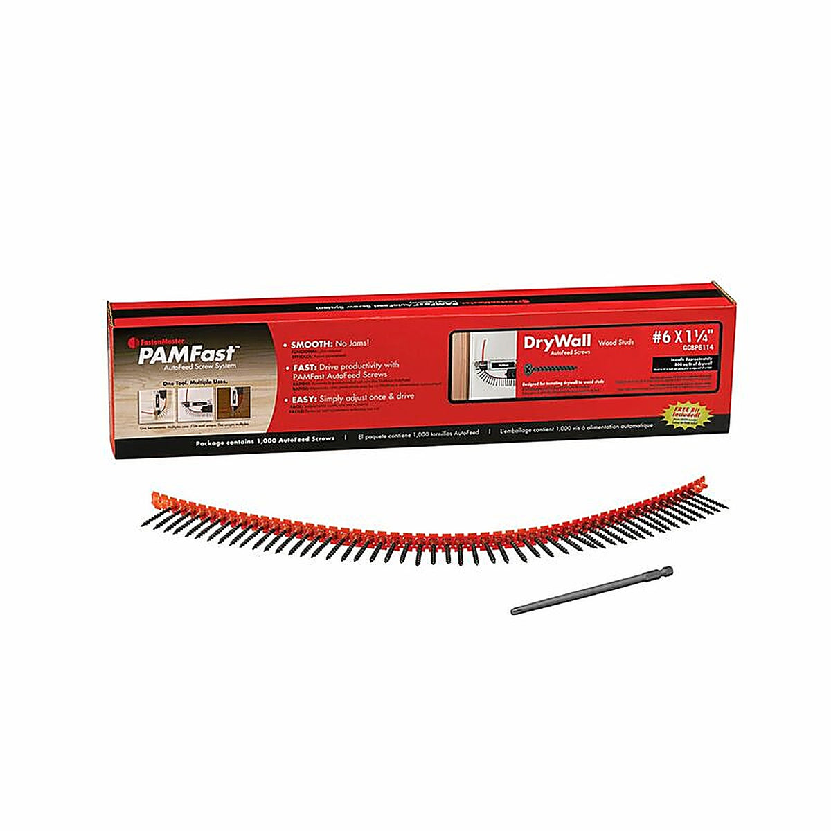 FastenMaster - SD-28-GCBP6114 - PAMFast No. 6 x 1-1/4 in. L Phillips Collated Drywall Screws - 1000/Pack
