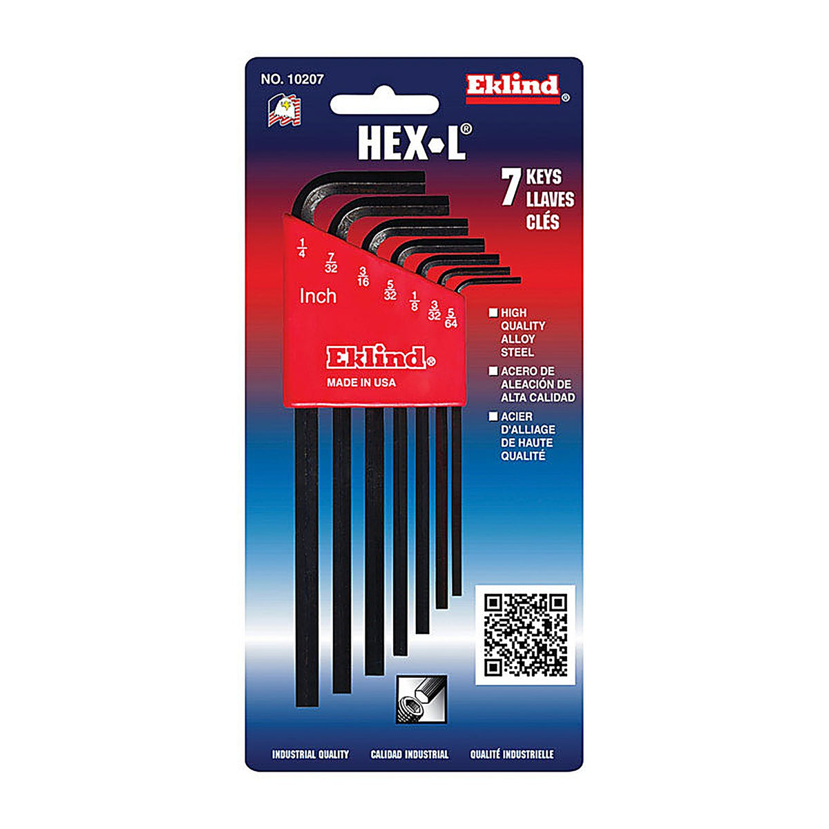 Eklind Tool - 10207 - Hex-L 5/64 in to 1/4 in SAE L-Handle Hex Key Set 7/pc.