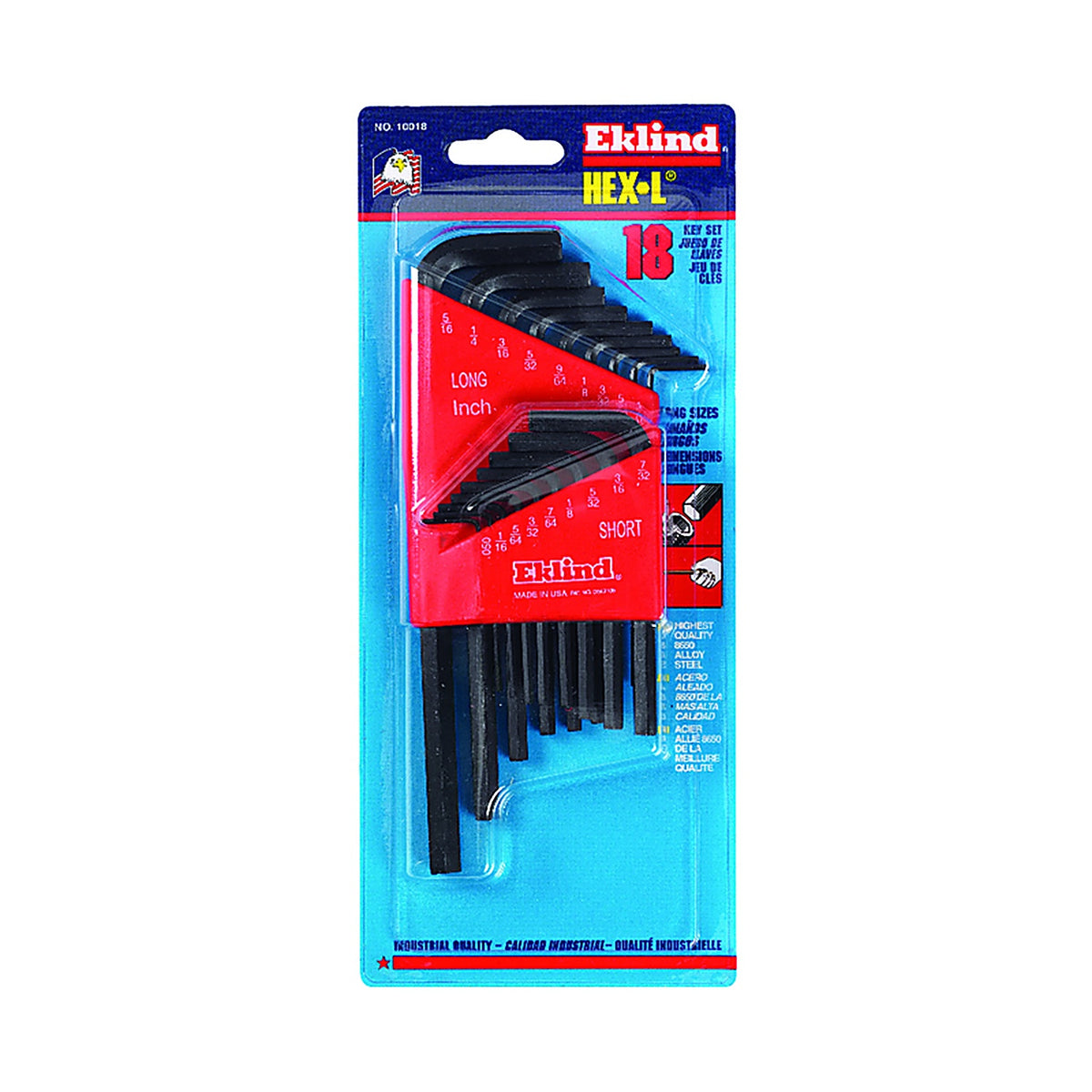 Eklind Tool - 10018 - Hex-L .050 in to 5/16 in SAE Long and Short Arm Hex L-Key Set Multi-Size in. 18/pc.