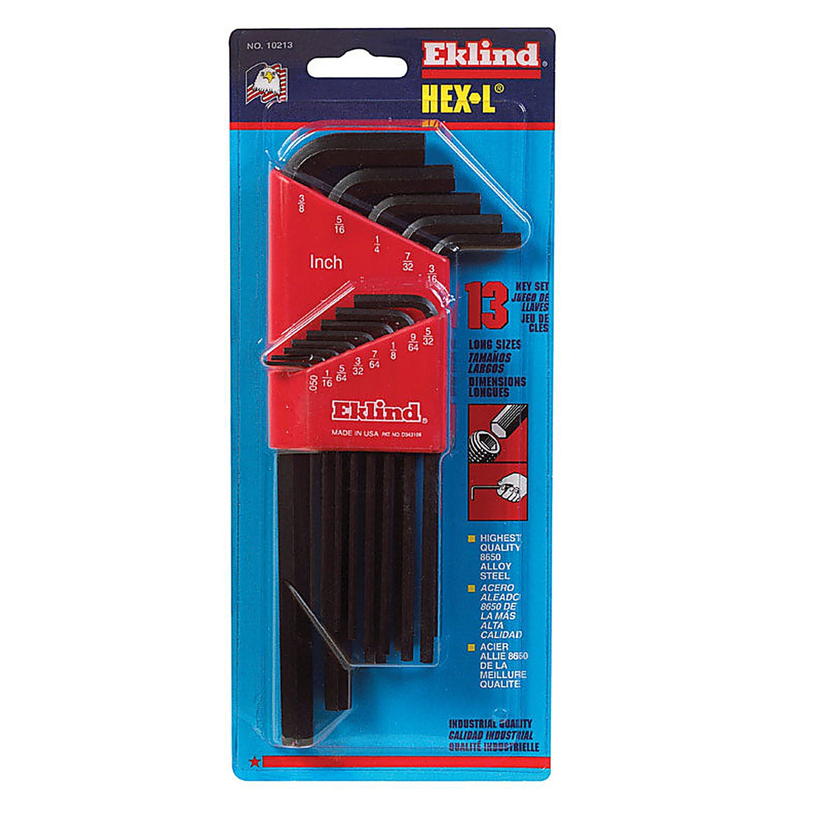 Eklind Tool - 10213 - Hex-L .050 in to 3/8 in SAE Long Arm Hex L-Key Set Multi-Size in. 13/pc.