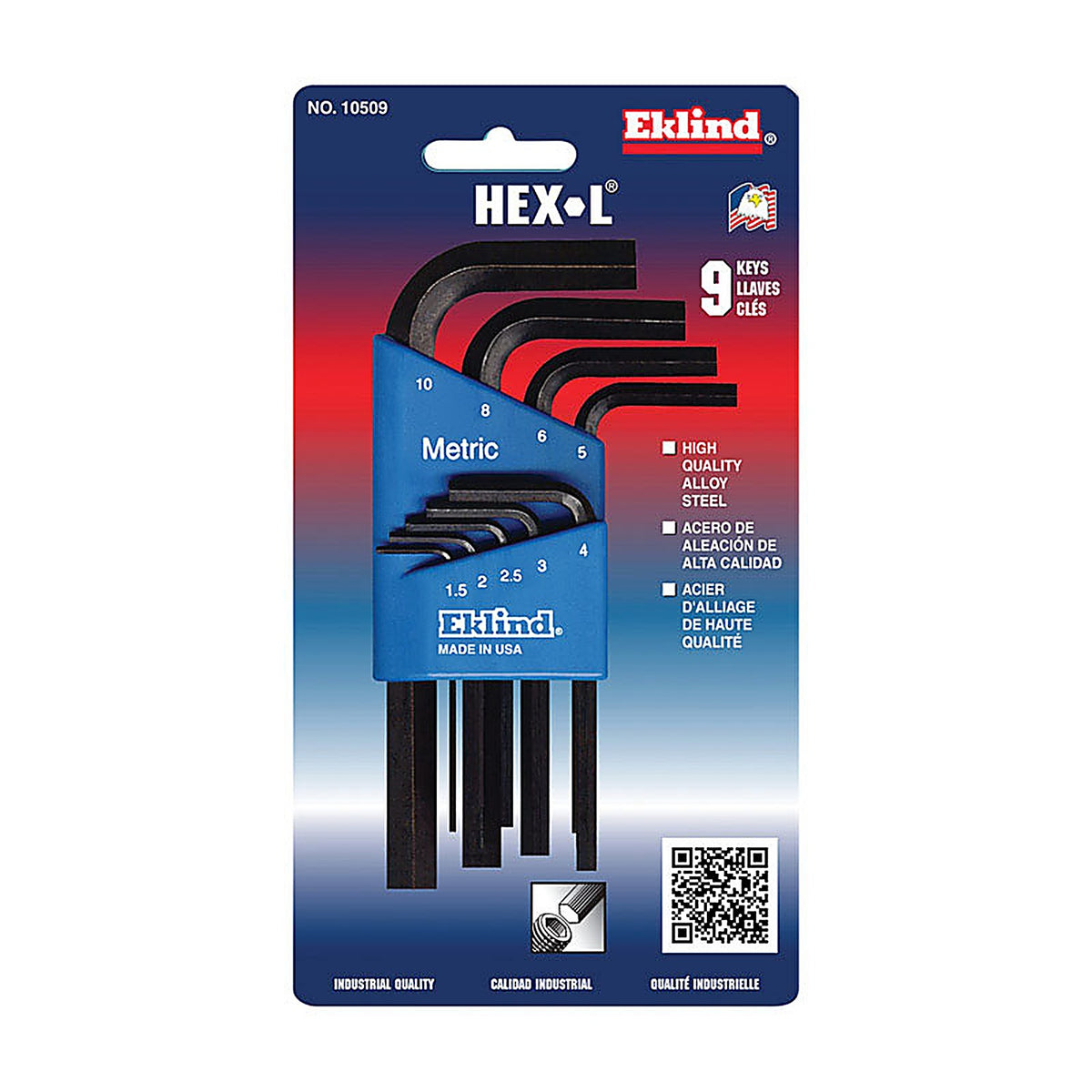 Eklind Tool - 10509 - Hex-L Metric Short Arm Hex L-Key Set 9/pc.