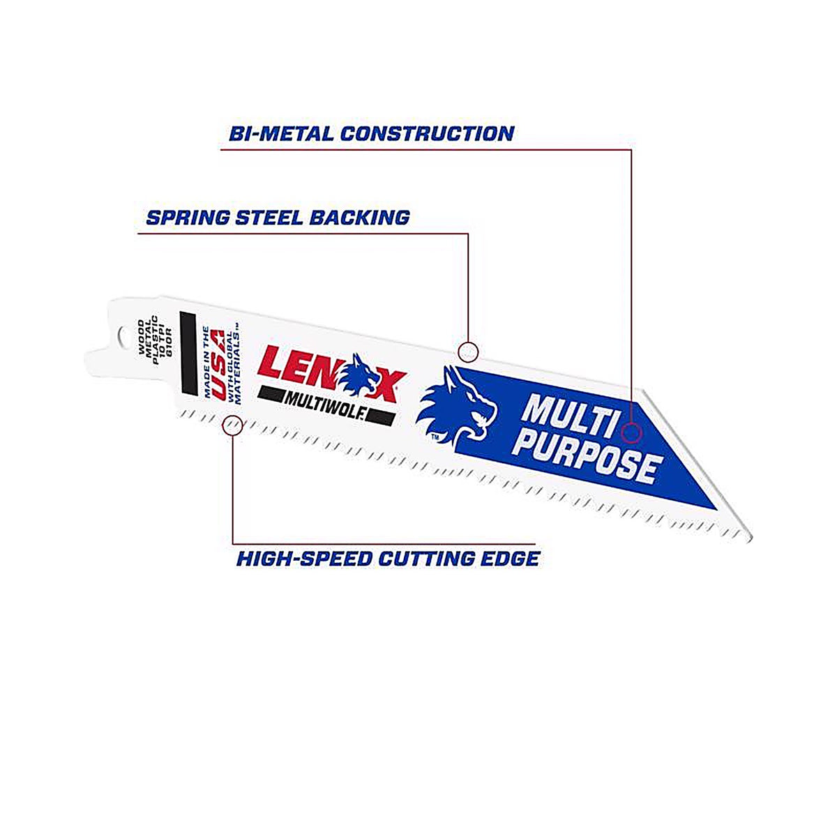 Lenox - 20561S610R - 6 in. Bi-Metal Reciprocating Saw Blade 10 TPI - 1/Pack