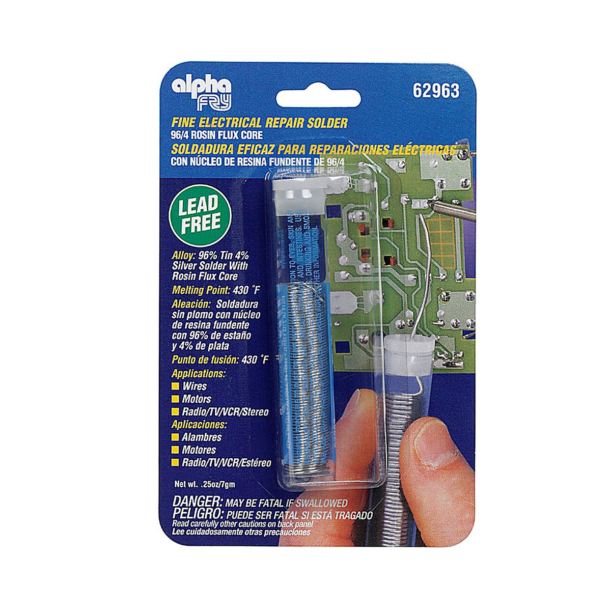 Alpha Fry - 62963 - 0.25 oz Lead-Free Repair Solder 0.03 in. D Tin/Silver 1 pc