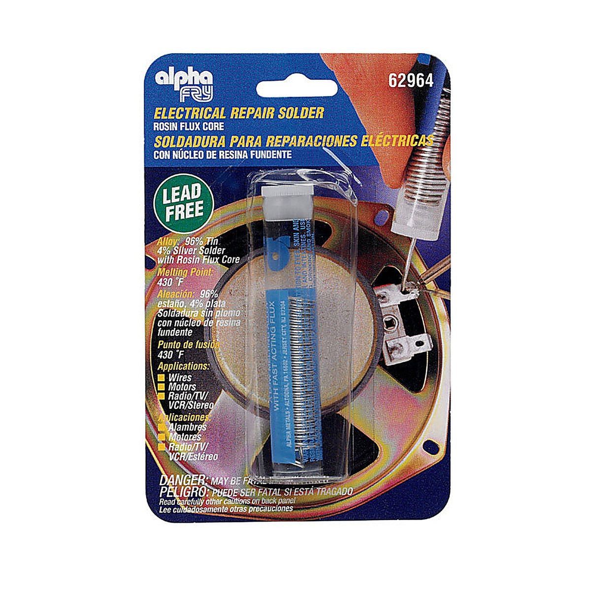 Alpha Fry - 62964 - 0.05 oz Lead-Free Repair Solder 0.062 in. D Tin/Silver 1 pc