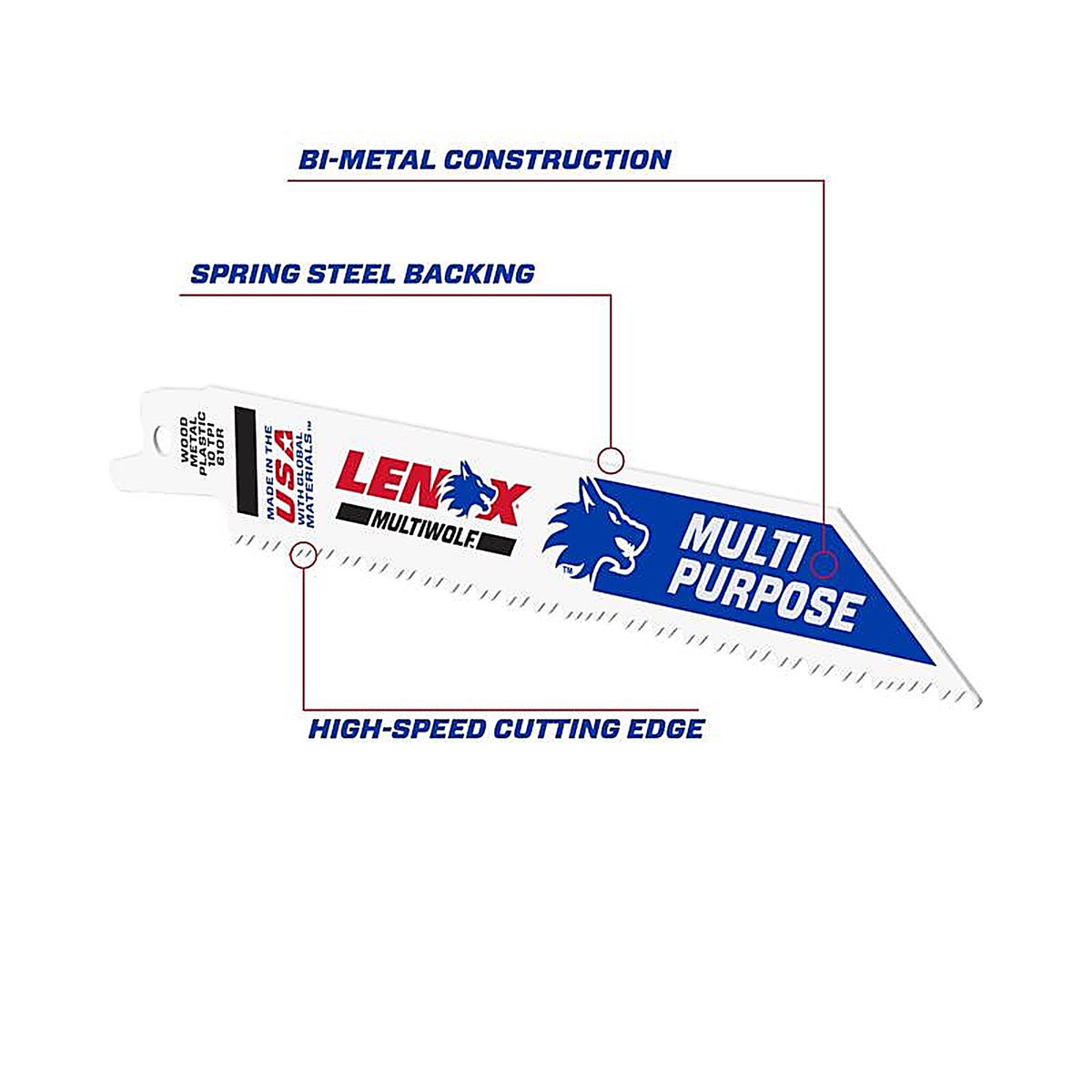 Lenox - 20493B610R - 6 in. Cobalt Bi-Metal Reciprocating Saw Blade 10 TPI - 25/Pack