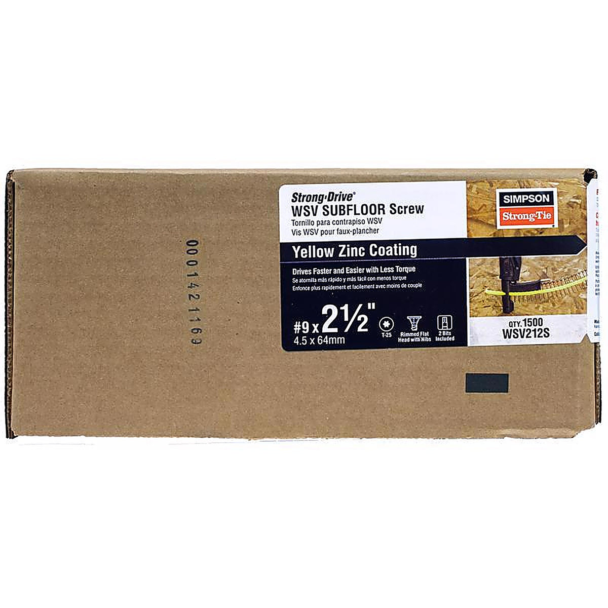 Simpson Strong-Tie - WSV212S - Strong-Drive No. 9 X 2-1/2 in. L T25 Yellow Zinc WSV Subfloor Screws 1 pk