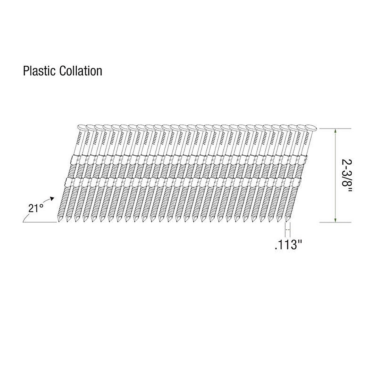 Grip-Rite - GR08RHG - 2-3/8 in. 12 Ga. Angled Strip Framing Nails 21 deg. Ring Shank - 5000/Pack