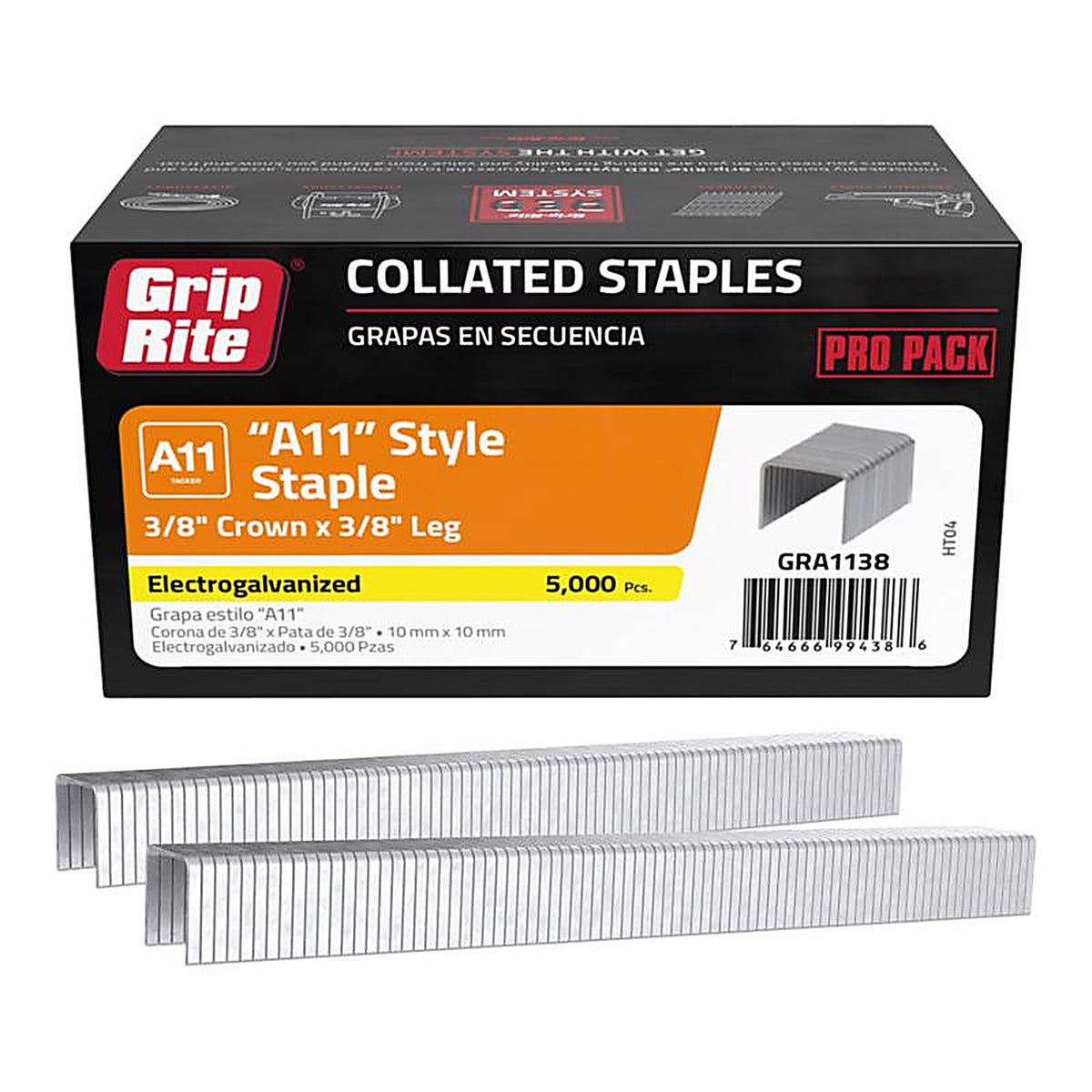 Grip-Rite - GRA1138 - 3/8 in. W x 3/8 in. L A11 Medium Crown Tacker Staples - 5000/Pack