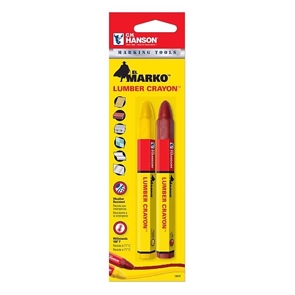 C.H. Hanson - 10475 - 4-1/4 in. L Lumber Crayon Set Red/Yellow 2/pc.