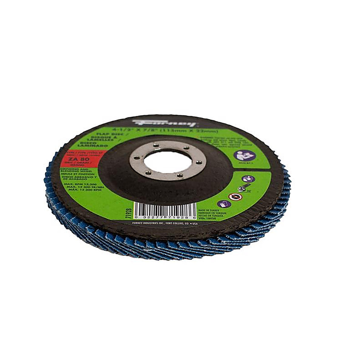Forney - 71928 - 4-1/2 in. D X 7/8 in. S Zirconia Flap Disc 80 Grit 1 pc