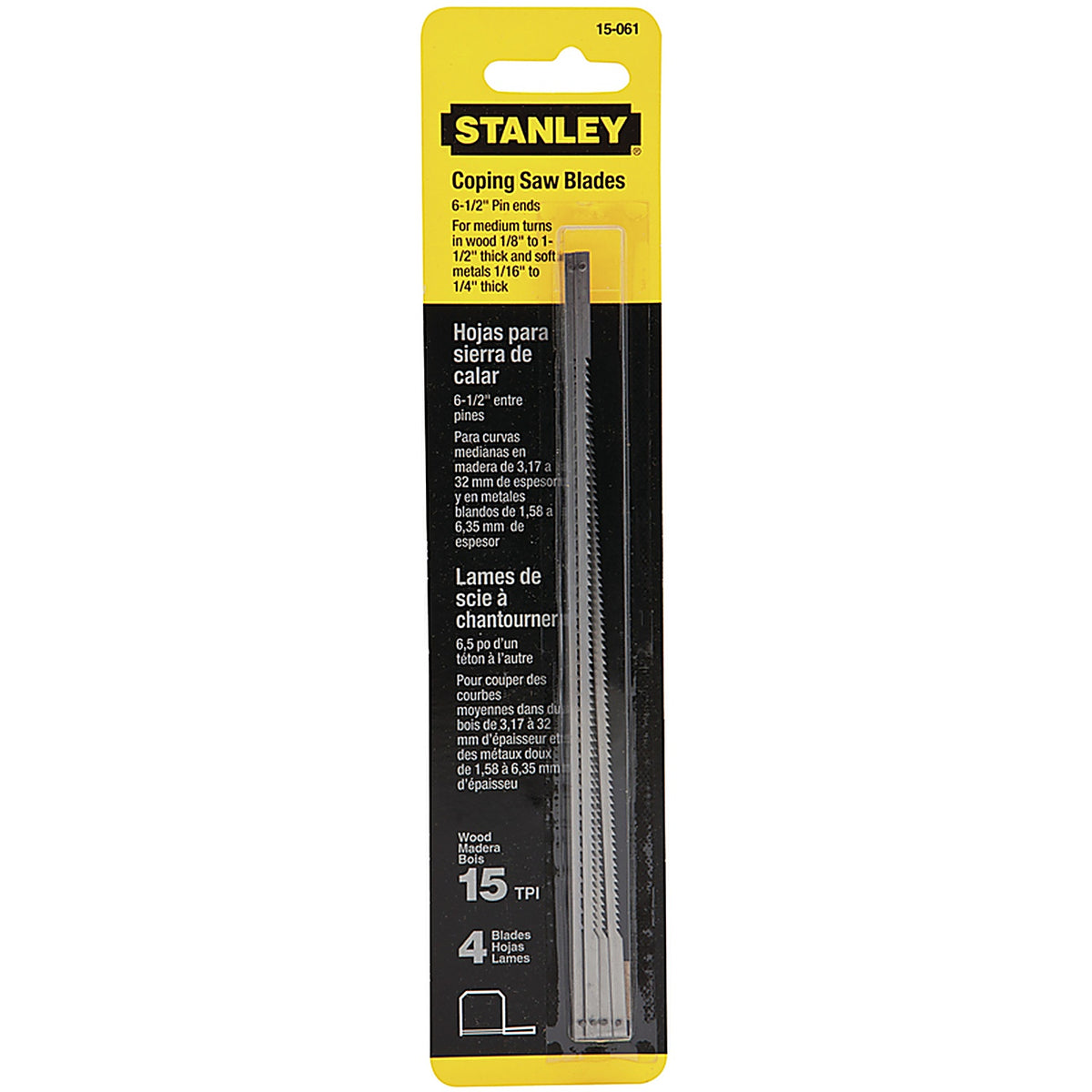Stanley - 15-061 - 6-1/2 in. Steel Coping Saw Blade 15 TPI - 4/Pack