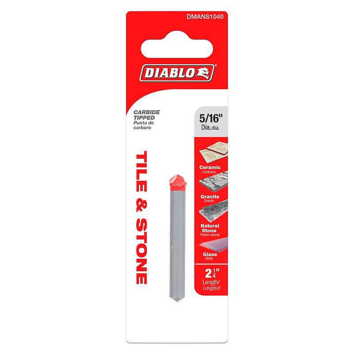 Diablo - DMANS1040 - 5/16 in. S X 2-1/4 in. L Carbide Tipped Tile and Stone Drill Bit 1 pk