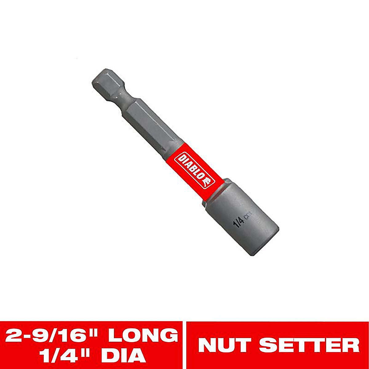 Diablo - DNTSL14 - 1/4 in. X 2-9/16 in. L Black Oxide Magnetic Nut Setter 1 pc