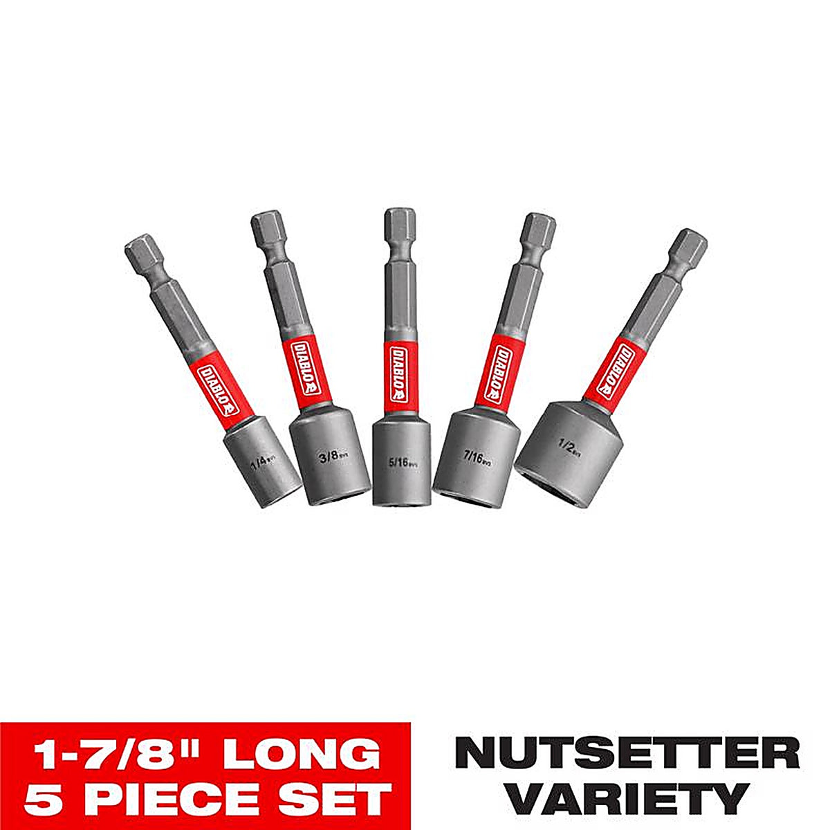 Diablo - DNTSL-S5 - 2-9/16 in. L Black Oxide Magnetic Nut Setter Set 5 pc