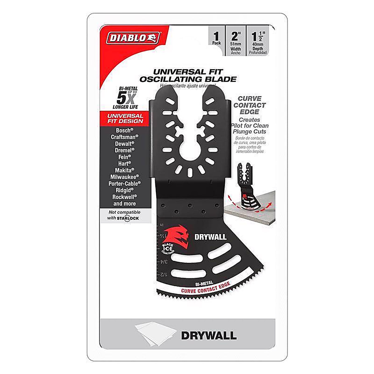 Diablo - DOU200RBD - 2 in. X 2 in. W Bi-Metal Oscillating Blade Drywall 1 pk