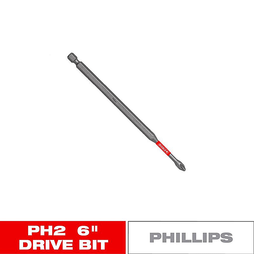 Diablo - DPH26P1 - Phillips #2 X 6 in. L Driver Bit Black Oxide 1 pc