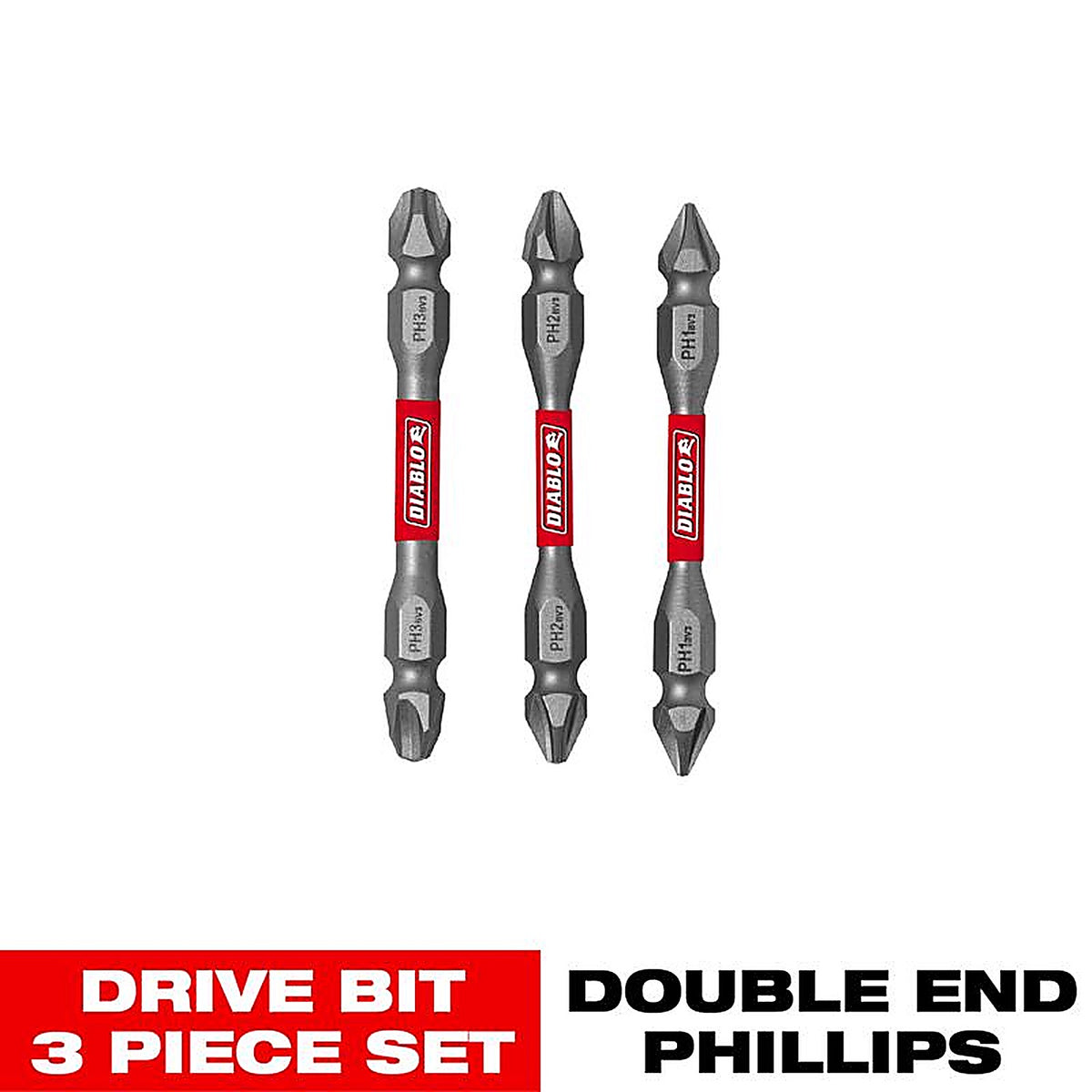 Diablo - DDEPHV25-S3 - Phillips 2-1/2 in. L Double-Ended Screwdriver Bit Set Black Oxide 3 pc