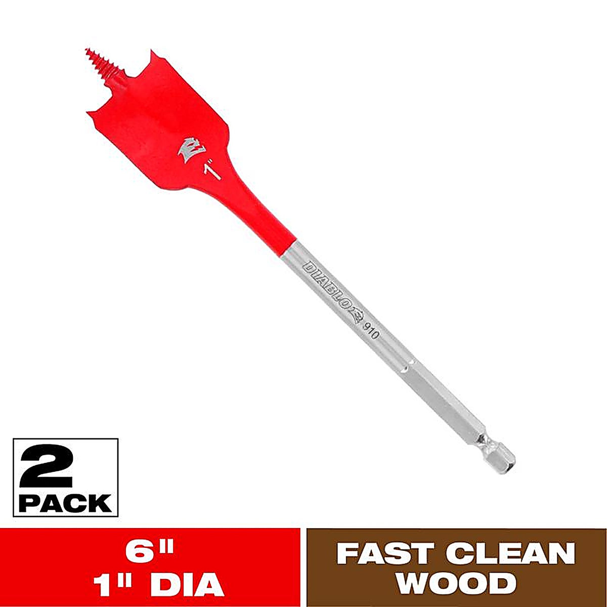 Diablo - DSP2130-P2 - 1 in. X 6 in. L High Speed Steel Clean Wood Spade Bit Hex Shank 2 pk
