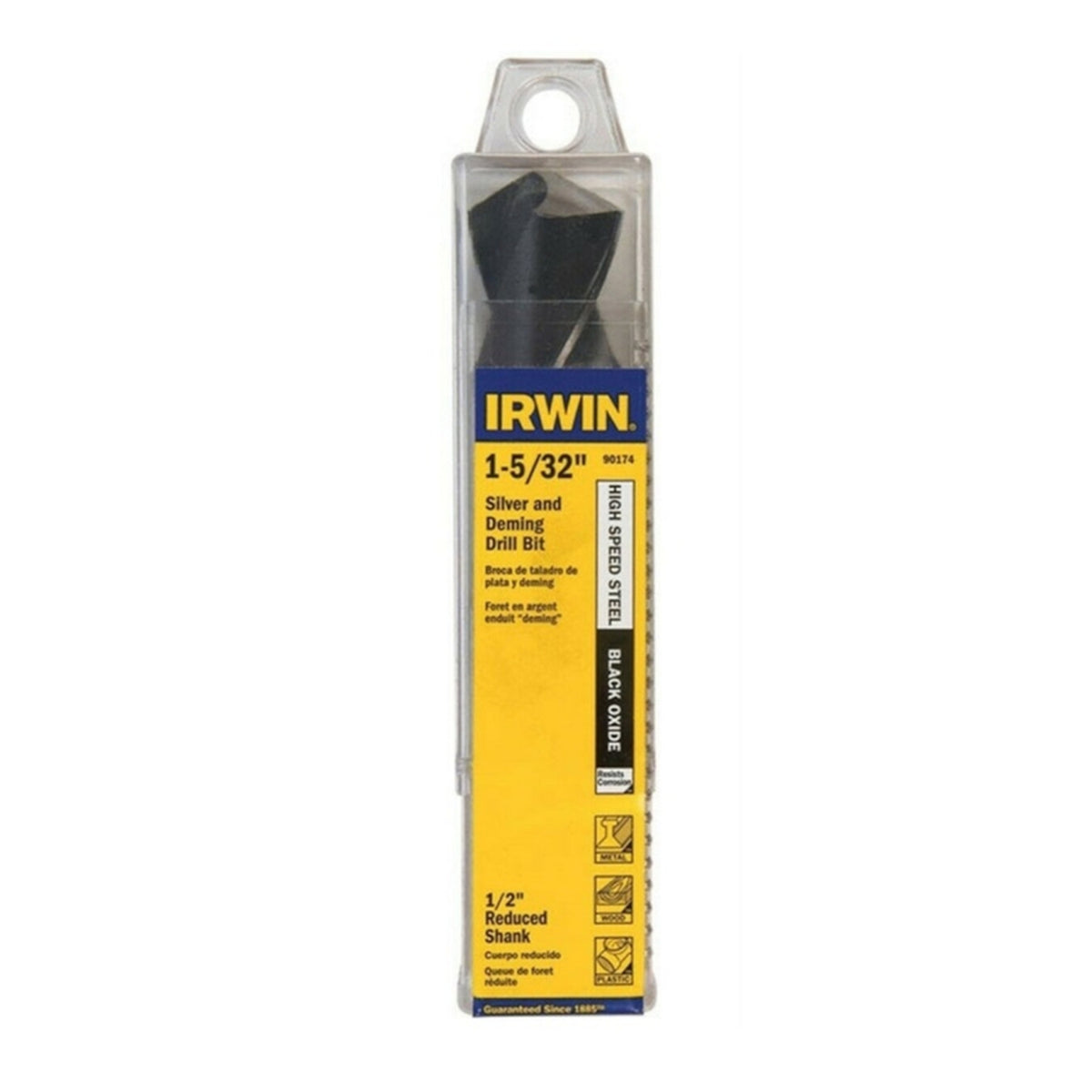 Irwin - 90174 - 1-5/32 in. X 6 in. L High Speed Steel Drill Bit Straight Shank 1 pc