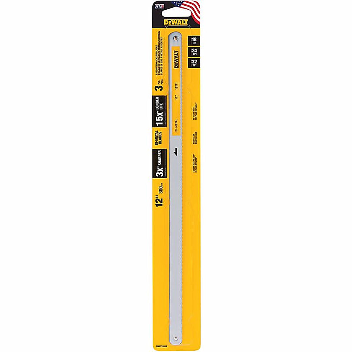 DeWalt - DWHT20558 - 12 in. Bi-Metal Hacksaw Blade Set 3 pk