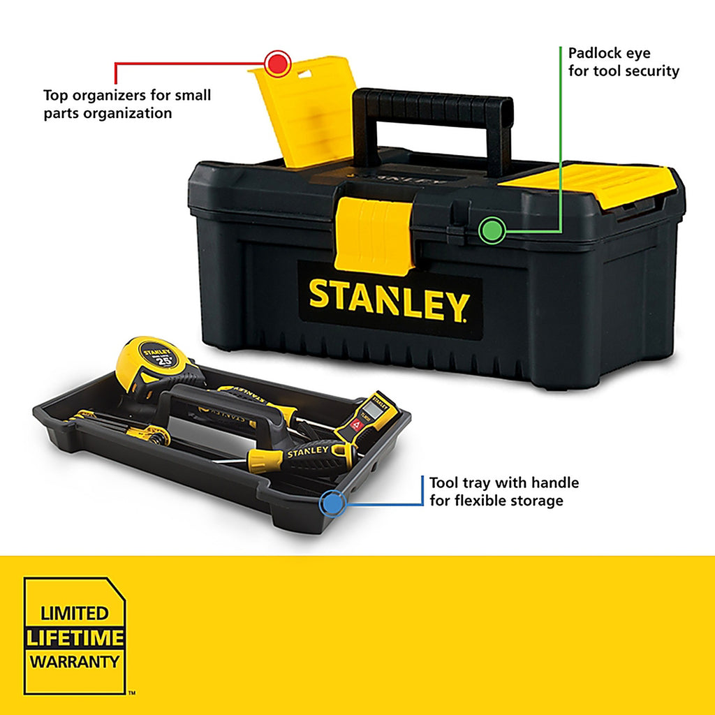 Stanley - STST13331 - Essential 12.5 in. Tool Box Black/Yellow